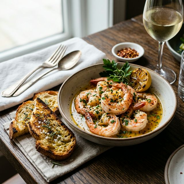 Creveți in sos de usturoi (pâine)