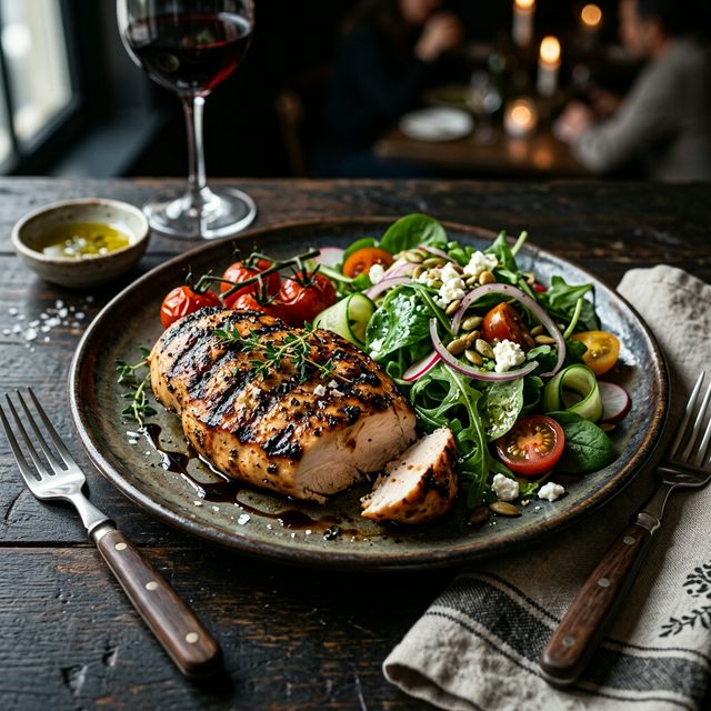 Piept de pui la grătar cu salată